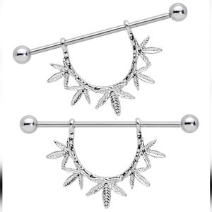420 Weed Leaf Pierced Nipple Jewelery Set If 2